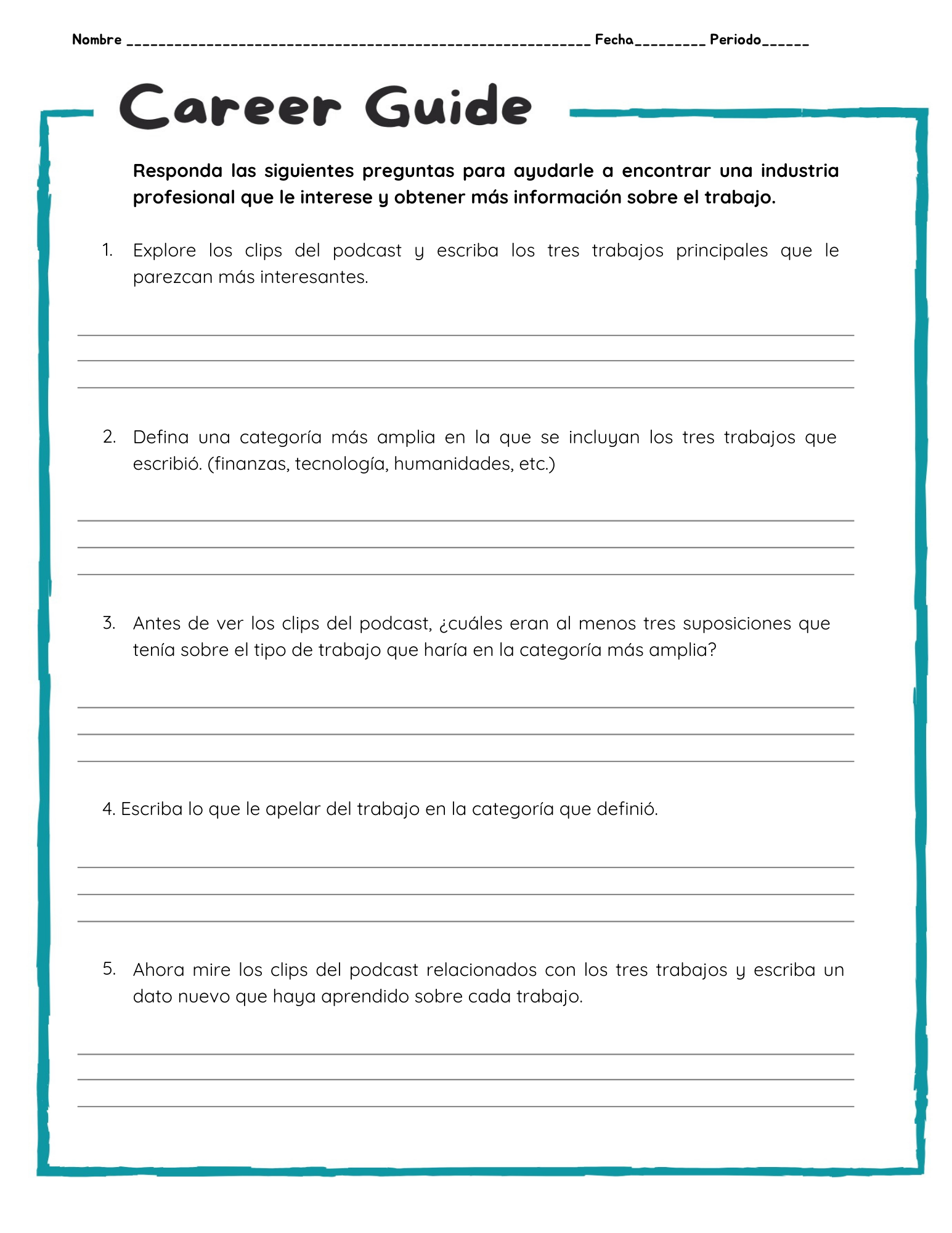 What to Be Podcast Handout #3